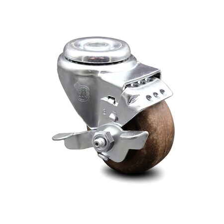 Service Caster 3.5 Inch High Temp Glass Filled Nylon Swivel Bolt Hole Caster with Brake SCC SCC-BH20S3514-GFNSHT-TLB